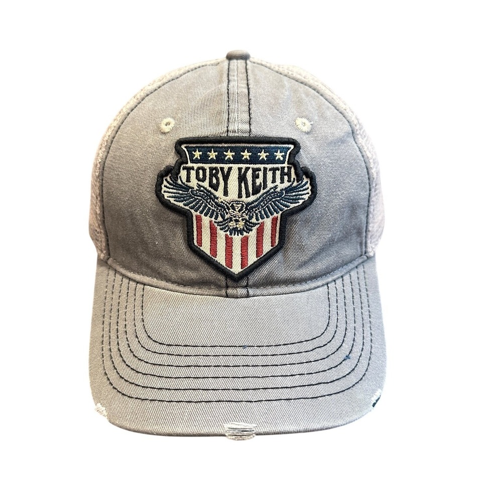 Toby Keith Hat Trucker Baseball Cap Men's One Size Snapback Grey Distressed